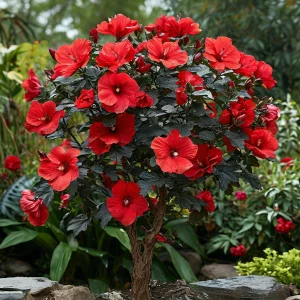 Гибискус Миднайт Роуз купить по цене от 269р. в интернет-магазине «Посадика» с доставкой почтой в в Валдайе и по всей России – [изображение №1].